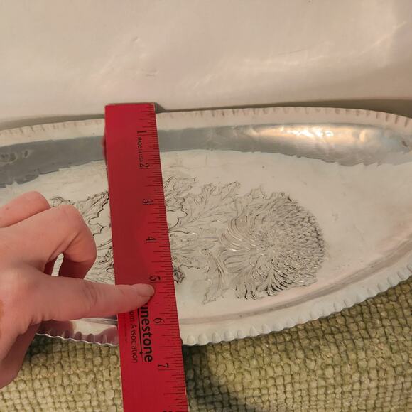 Continental Silverlook Hand Wrought Aluminum Tray #566 Floral Mid Century - Picture 5 of 6
